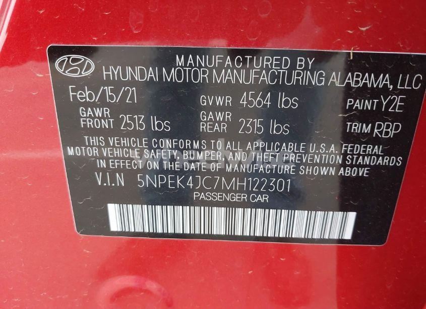 Photo 9 of 2021 Hyundai Sonata N LINE (VIN 5NPEK4JC7MH122301)