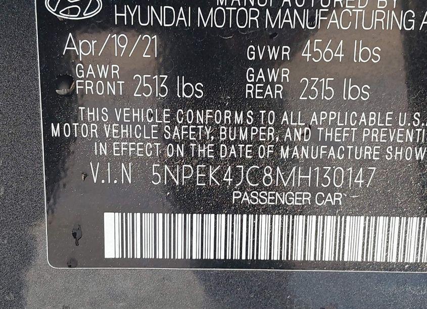 Photo 9 of 2021 Hyundai Sonata N LINE (VIN 5NPEK4JC8MH130147)