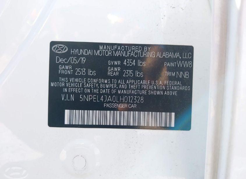 Photo 9 of 2020 Hyundai Sonata SEL (VIN 5NPEL4JA0LH012328)