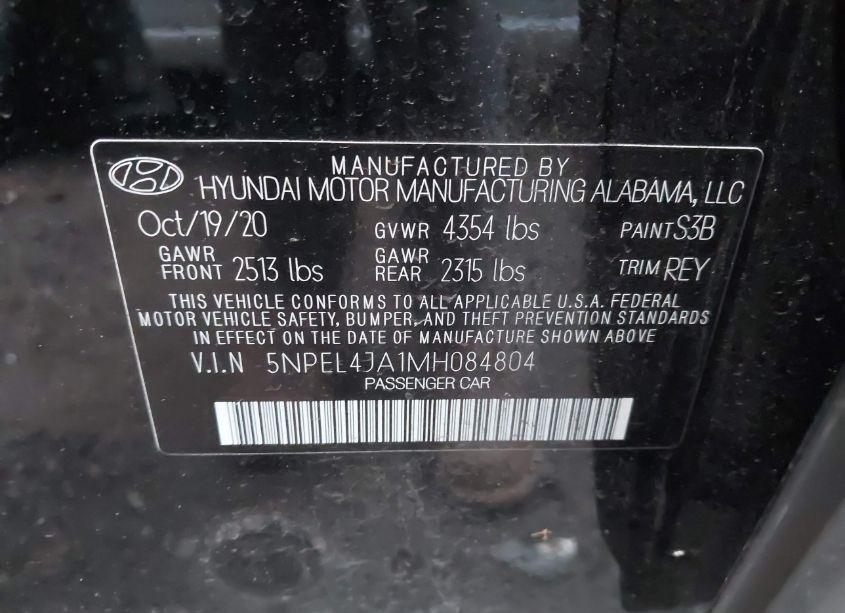 Photo 9 of 2021 Hyundai Sonata SEL (VIN 5NPEL4JA1MH084804)