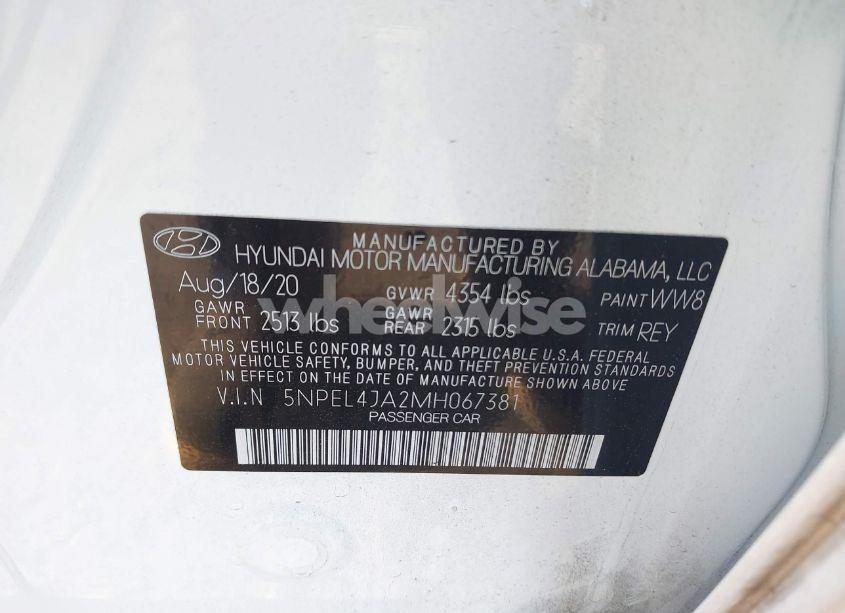 Photo 9 of 2021 Hyundai Sonata SEL (VIN 5NPEL4JA2MH067381)