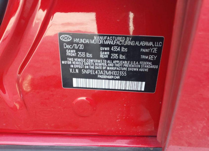 Photo 9 of 2021 Hyundai Sonata SEL (VIN 5NPEL4JA2MH102355)