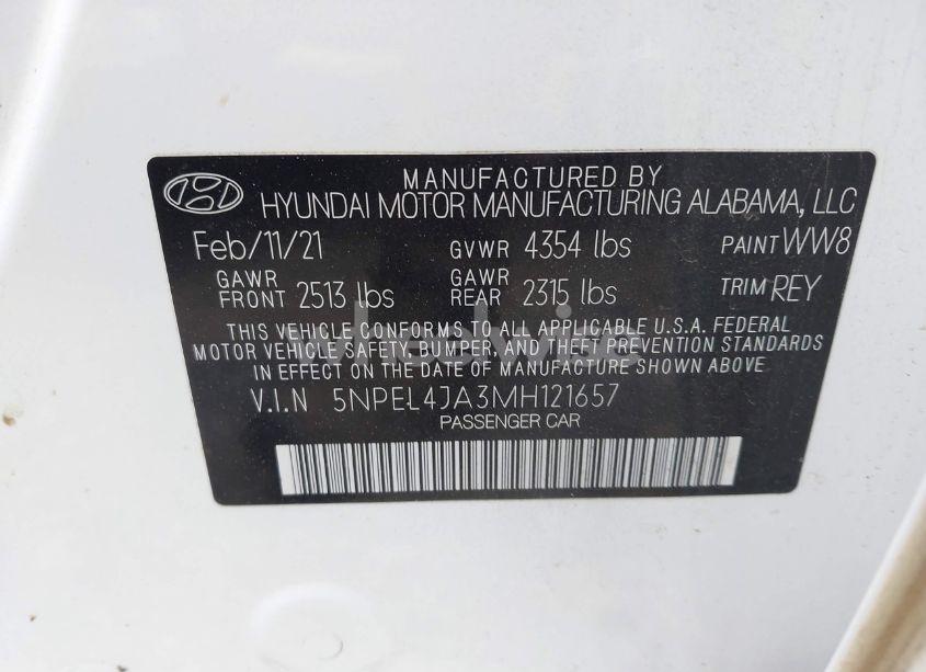 Photo 9 of 2021 Hyundai Sonata SEL (VIN 5NPEL4JA3MH121657)