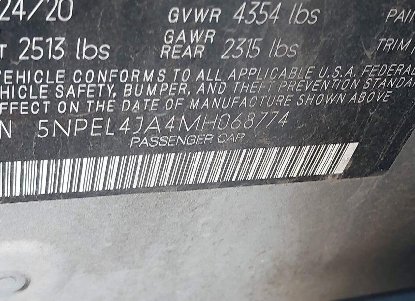 Photo 8 of 2021 Hyundai Sonata SEL (VIN 5NPEL4JA4MH068774)