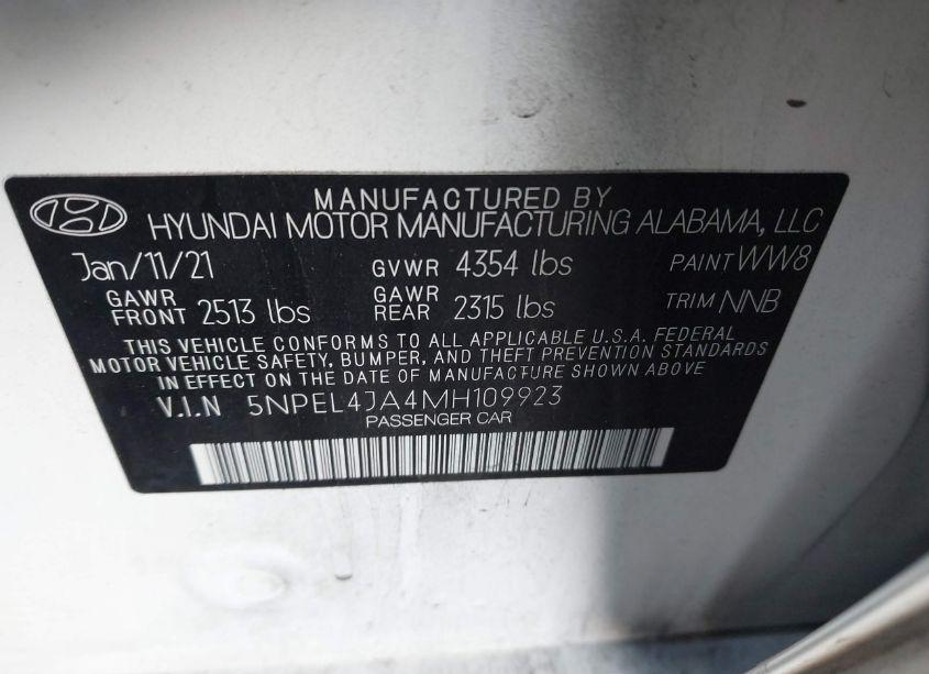 Photo 9 of 2021 Hyundai Sonata SEL (VIN 5NPEL4JA4MH109923)