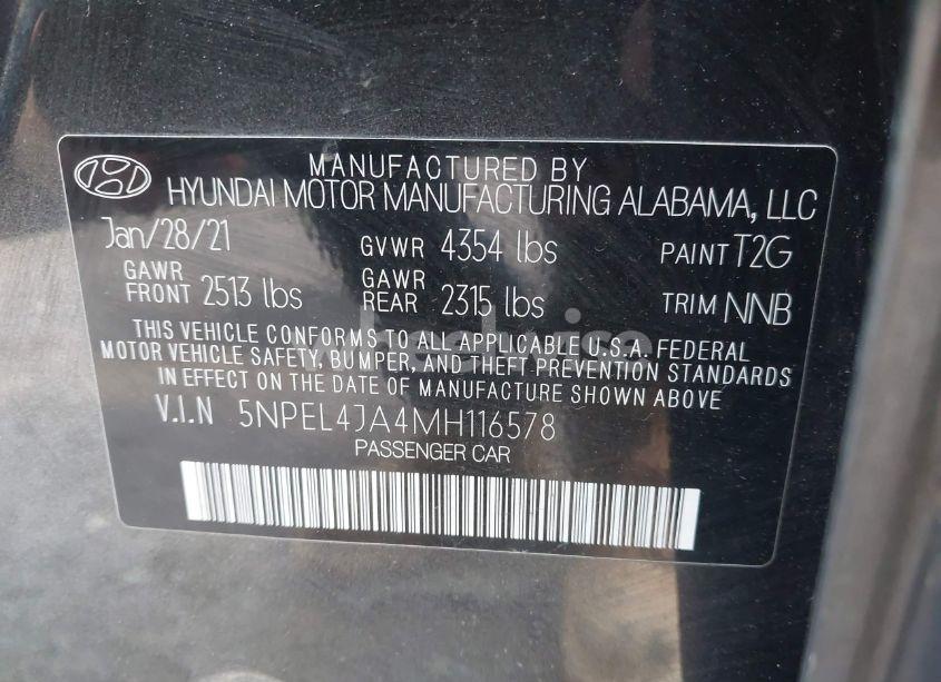 Photo 9 of 2021 Hyundai Sonata SEL (VIN 5NPEL4JA4MH116578)