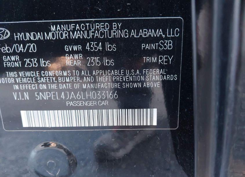 Photo 9 of 2020 Hyundai Sonata SEL (VIN 5NPEL4JA6LH033166)