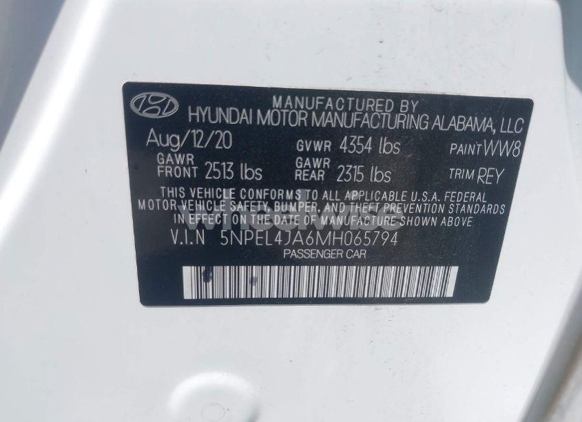 Photo 9 of 2021 Hyundai Sonata SEL (VIN 5NPEL4JA6MH065794)