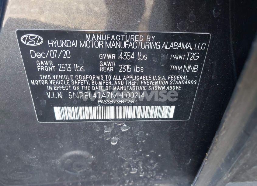 Photo 9 of 2021 Hyundai Sonata SEL (VIN 5NPEL4JA7MH100214)