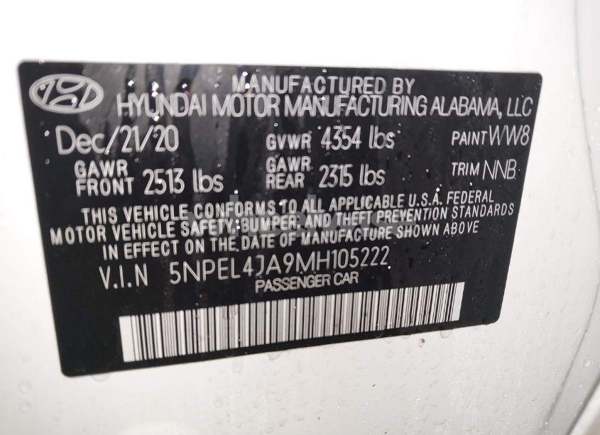 Photo 9 of 2021 Hyundai Sonata SEL (VIN 5NPEL4JA9MH105222)