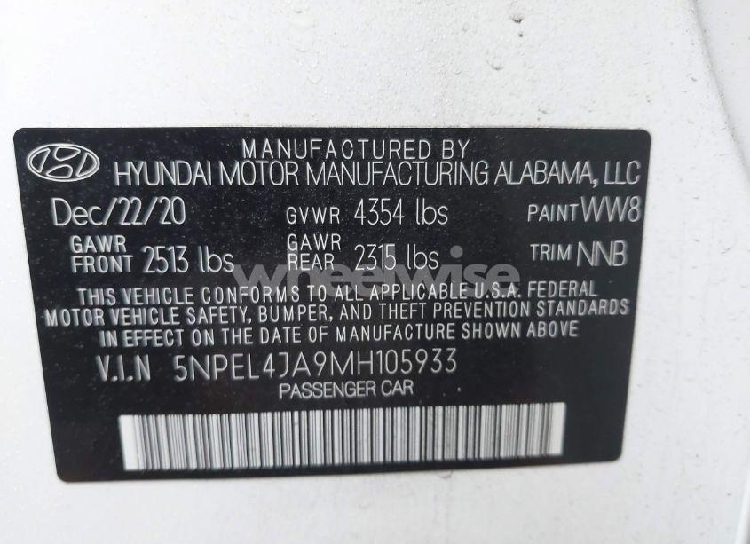 Photo 9 of 2021 Hyundai Sonata SEL (VIN 5NPEL4JA9MH105933)