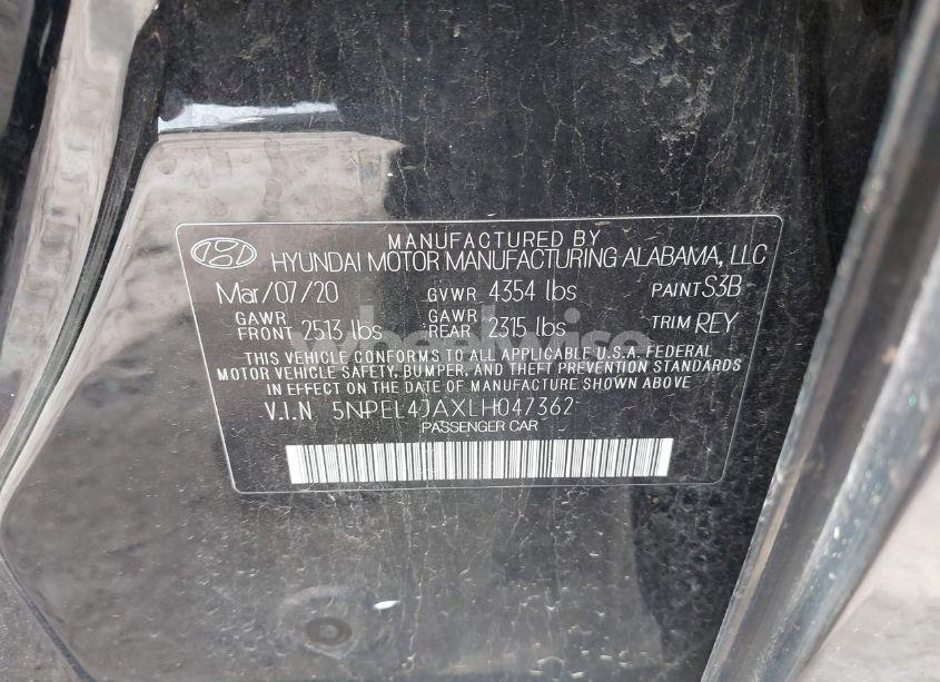 Photo 9 of 2020 Hyundai Sonata SEL (VIN 5NPEL4JAXLH047362)