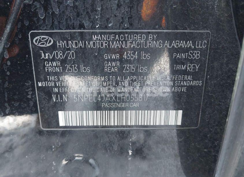 Photo 9 of 2020 Hyundai Sonata SEL (VIN 5NPEL4JAXLH055817)