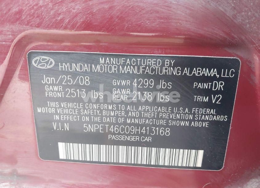 Photo 9 of 2009 Hyundai Sonata GLS (VIN 5NPET46C09H413168)