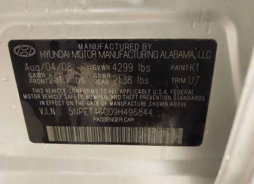 Photo 9 of 2009 Hyundai Sonata GLS (VIN 5NPET46C09H496844)