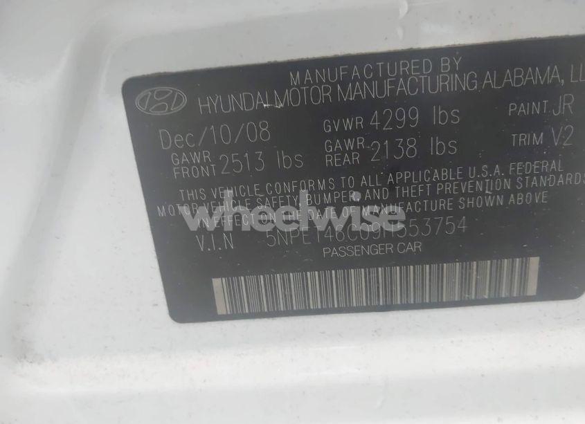 Photo 9 of 2009 Hyundai Sonata GLS (VIN 5NPET46C09H553754)