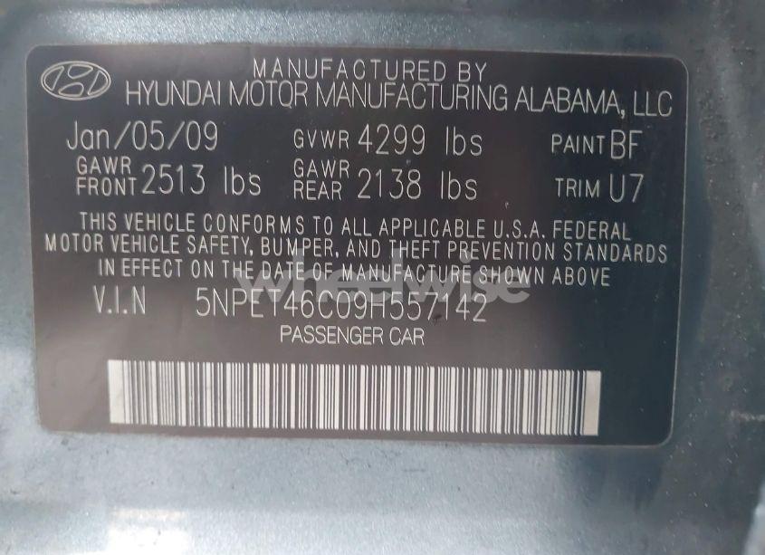 Photo 9 of 2009 Hyundai Sonata GLS (VIN 5NPET46C09H557142)