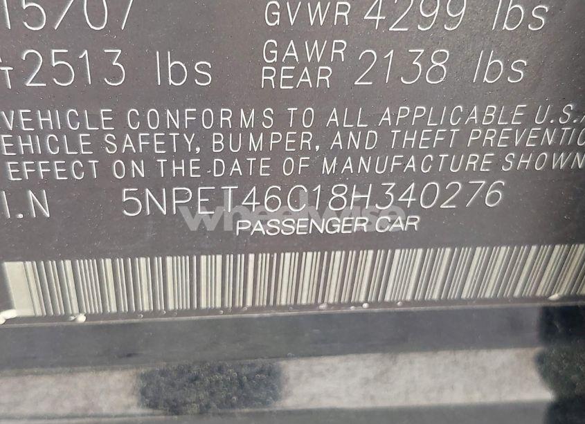 Photo 9 of 2008 Hyundai Sonata GLS (VIN 5NPET46C18H340276)