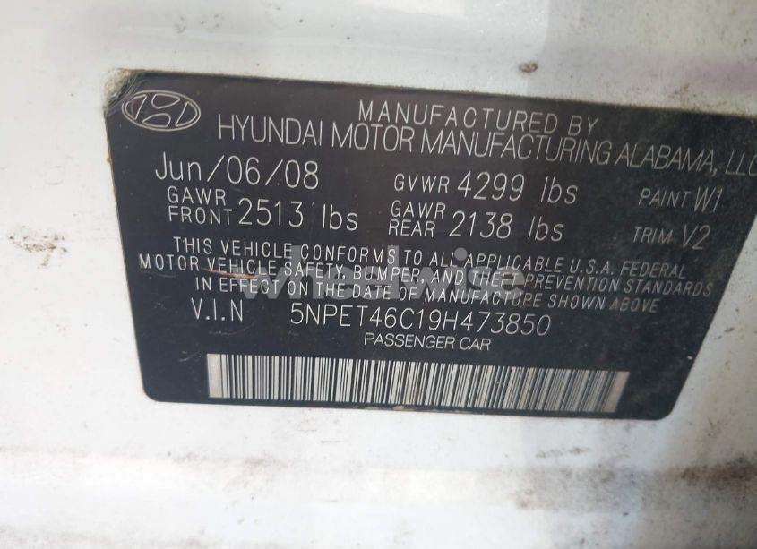 Photo 9 of 2009 Hyundai Sonata GLS (VIN 5NPET46C19H473850)