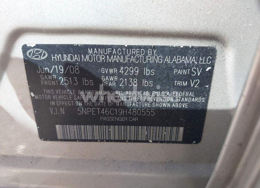 Photo 9 of 2009 Hyundai Sonata GLS (VIN 5NPET46C19H480555)