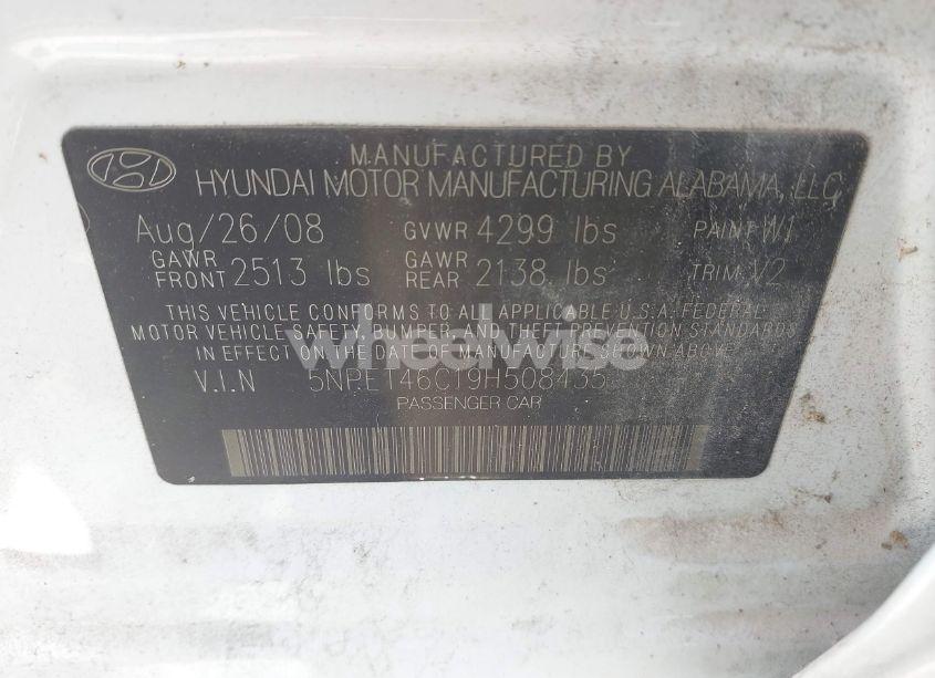 Photo 9 of 2009 Hyundai Sonata GLS (VIN 5NPET46C19H508435)
