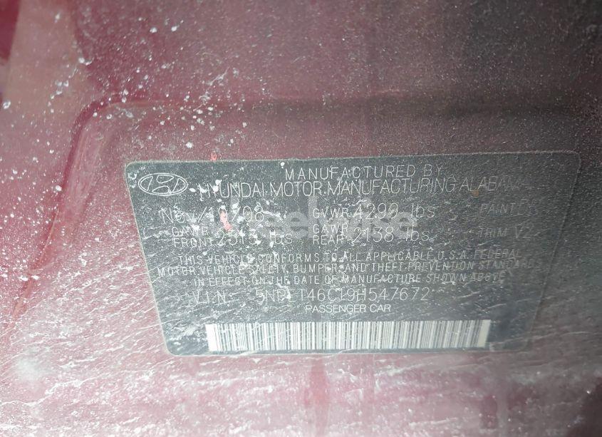 Photo 9 of 2009 Hyundai Sonata GLS (VIN 5NPET46C19H547672)