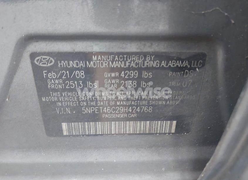 Photo 9 of 2009 Hyundai Sonata GLS (VIN 5NPET46C29H424768)