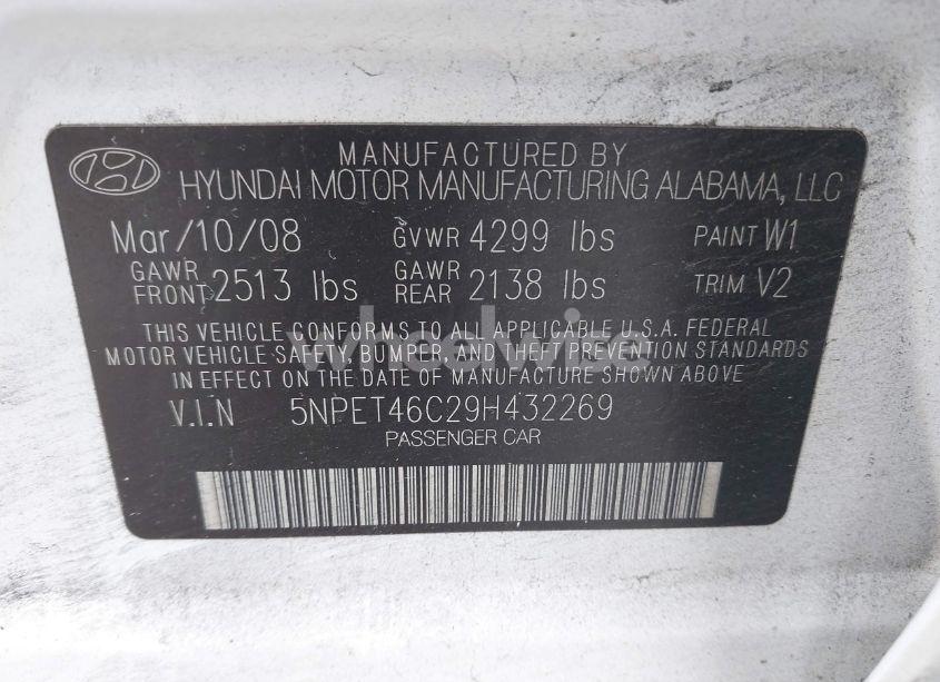 Photo 9 of 2009 Hyundai Sonata GLS (VIN 5NPET46C29H432269)
