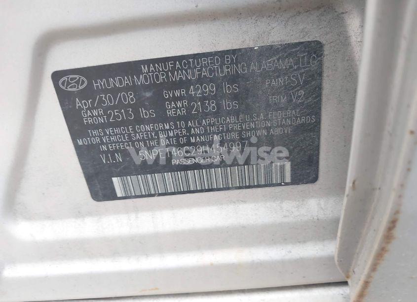 Photo 9 of 2009 Hyundai Sonata GLS (VIN 5NPET46C29H454997)