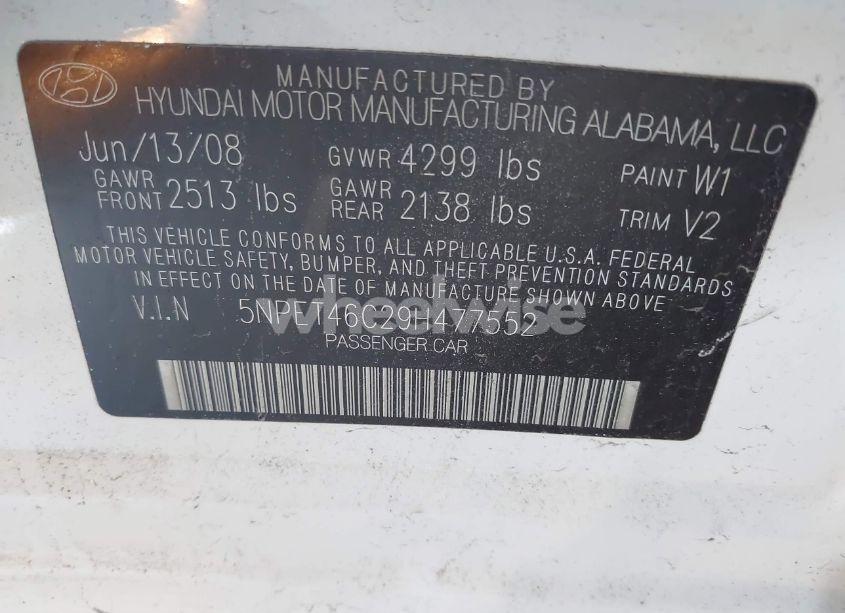 Photo 9 of 2009 Hyundai Sonata GLS (VIN 5NPET46C29H477552)