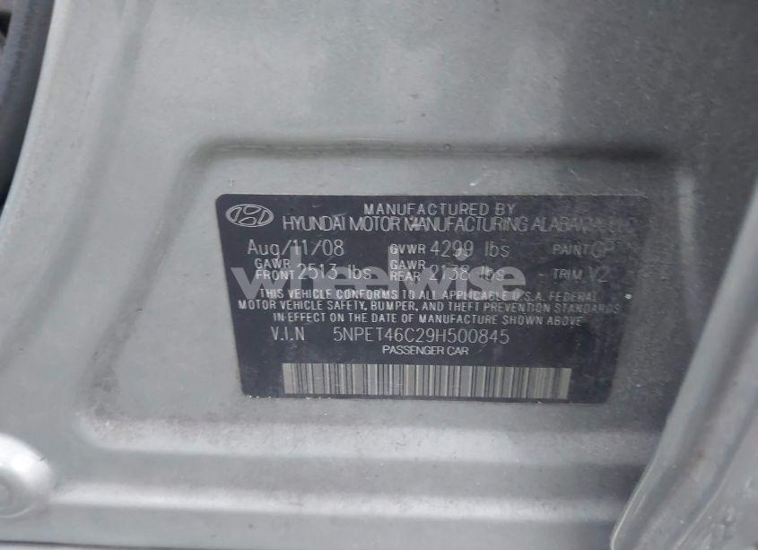 Photo 9 of 2009 Hyundai Sonata GLS (VIN 5NPET46C29H500845)