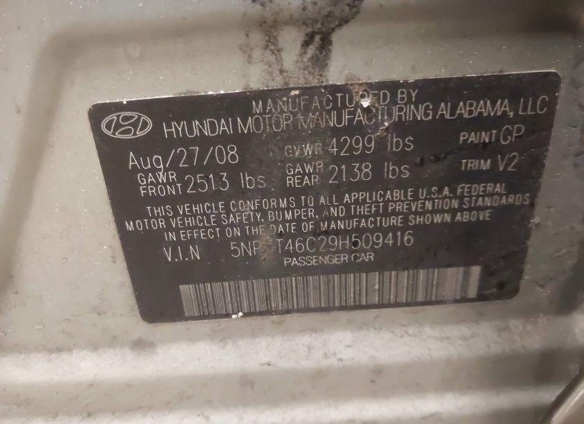 Photo 9 of 2009 Hyundai Sonata GLS (VIN 5NPET46C29H509416)