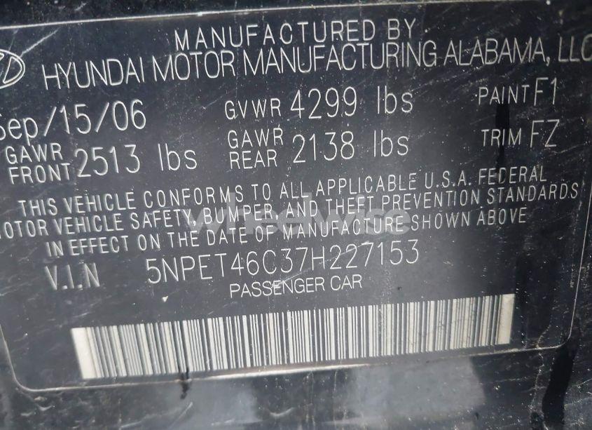 Photo 9 of 2007 Hyundai Sonata GLS (VIN 5NPET46C37H227153)