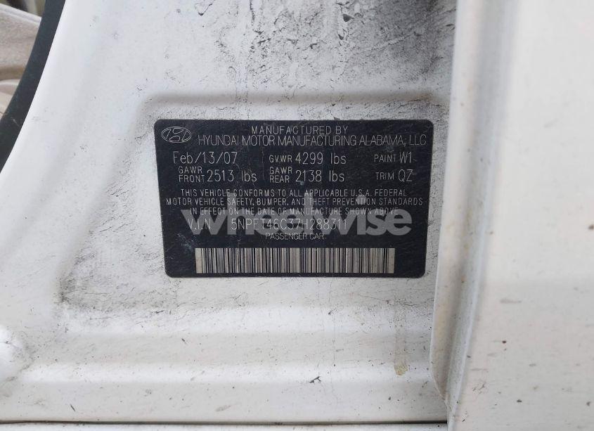 Photo 9 of 2007 Hyundai Sonata GLS (VIN 5NPET46C37H288311)