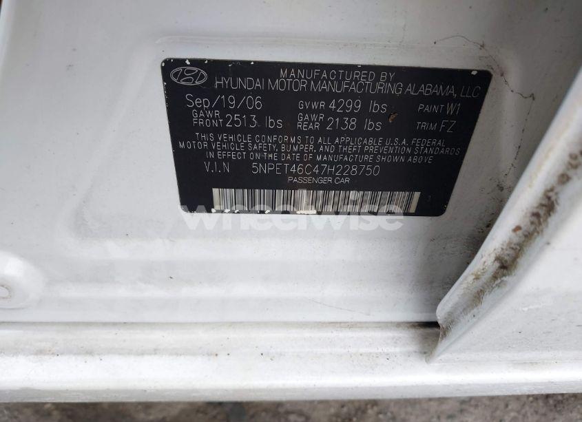 Photo 9 of 2007 Hyundai Sonata GLS (VIN 5NPET46C47H228750)