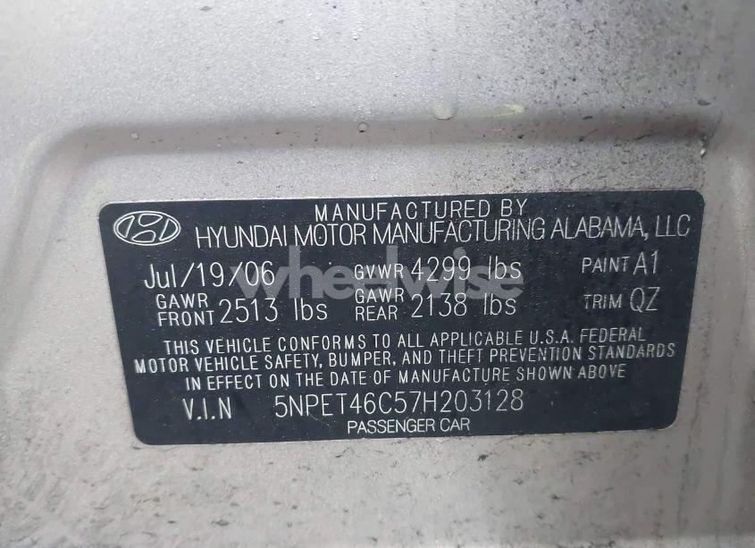 Photo 9 of 2007 Hyundai Sonata GLS (VIN 5NPET46C57H203128)
