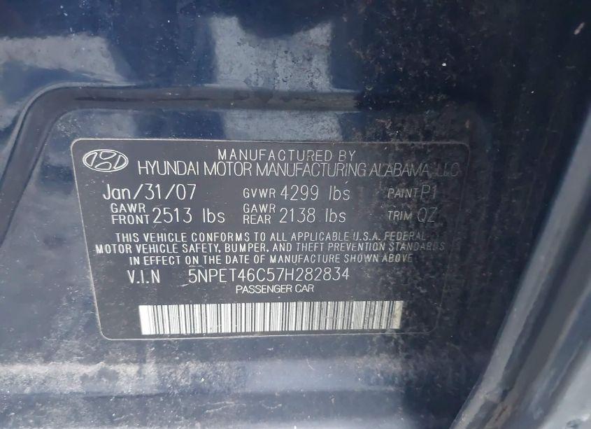 Photo 9 of 2007 Hyundai Sonata GLS (VIN 5NPET46C57H282834)