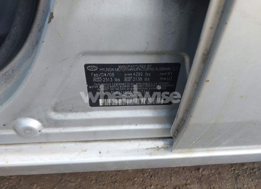 Photo 9 of 2009 Hyundai Sonata GLS (VIN 5NPET46C59H417345)