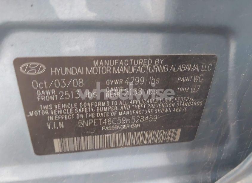 Photo 9 of 2009 Hyundai Sonata GLS (VIN 5NPET46C59H528459)