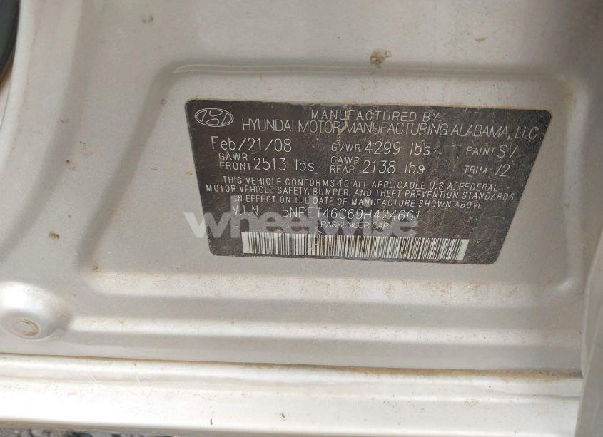 Photo 9 of 2009 Hyundai Sonata GLS (VIN 5NPET46C69H424661)