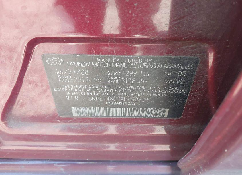 Photo 9 of 2009 Hyundai Sonata GLS (VIN 5NPET46C79H492824)
