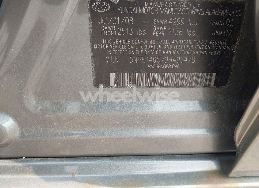 Photo 9 of 2009 Hyundai Sonata GLS (VIN 5NPET46C79H495478)