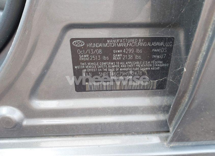Photo 9 of 2009 Hyundai Sonata GLS (VIN 5NPET46C79H532478)