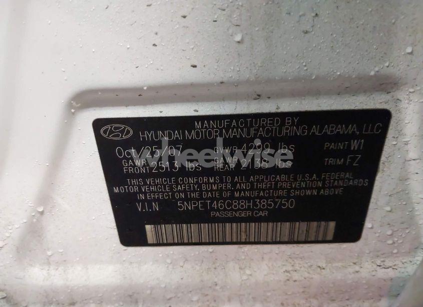 Photo 9 of 2008 Hyundai Sonata GLS (VIN 5NPET46C88H385750)