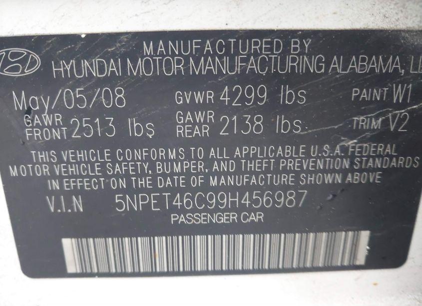 Photo 9 of 2009 Hyundai Sonata GLS (VIN 5NPET46C99H456987)