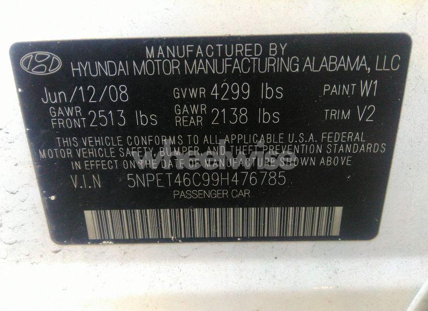 Photo 9 of 2009 Hyundai Sonata GLS (VIN 5NPET46C99H476785)