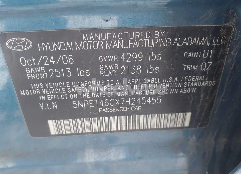 Photo 9 of 2007 Hyundai Sonata GLS (VIN 5NPET46CX7H245455)