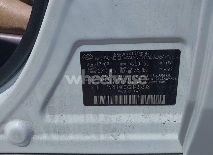 Photo 9 of 2009 Hyundai Sonata GLS (VIN 5NPET46CX9H435338)
