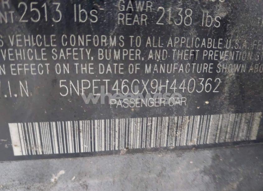 Photo 9 of 2009 Hyundai Sonata GLS (VIN 5NPET46CX9H440362)