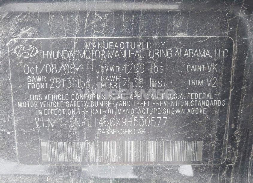 Photo 9 of 2009 Hyundai Sonata GLS (VIN 5NPET46CX9H530577)